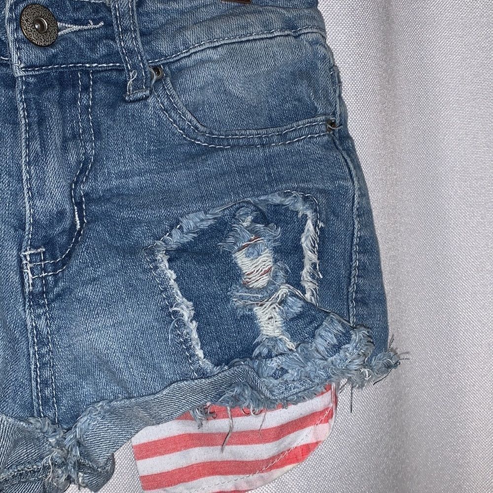 Denim Frayed Cut Off Distressed Shorts - Picture 3 of 5